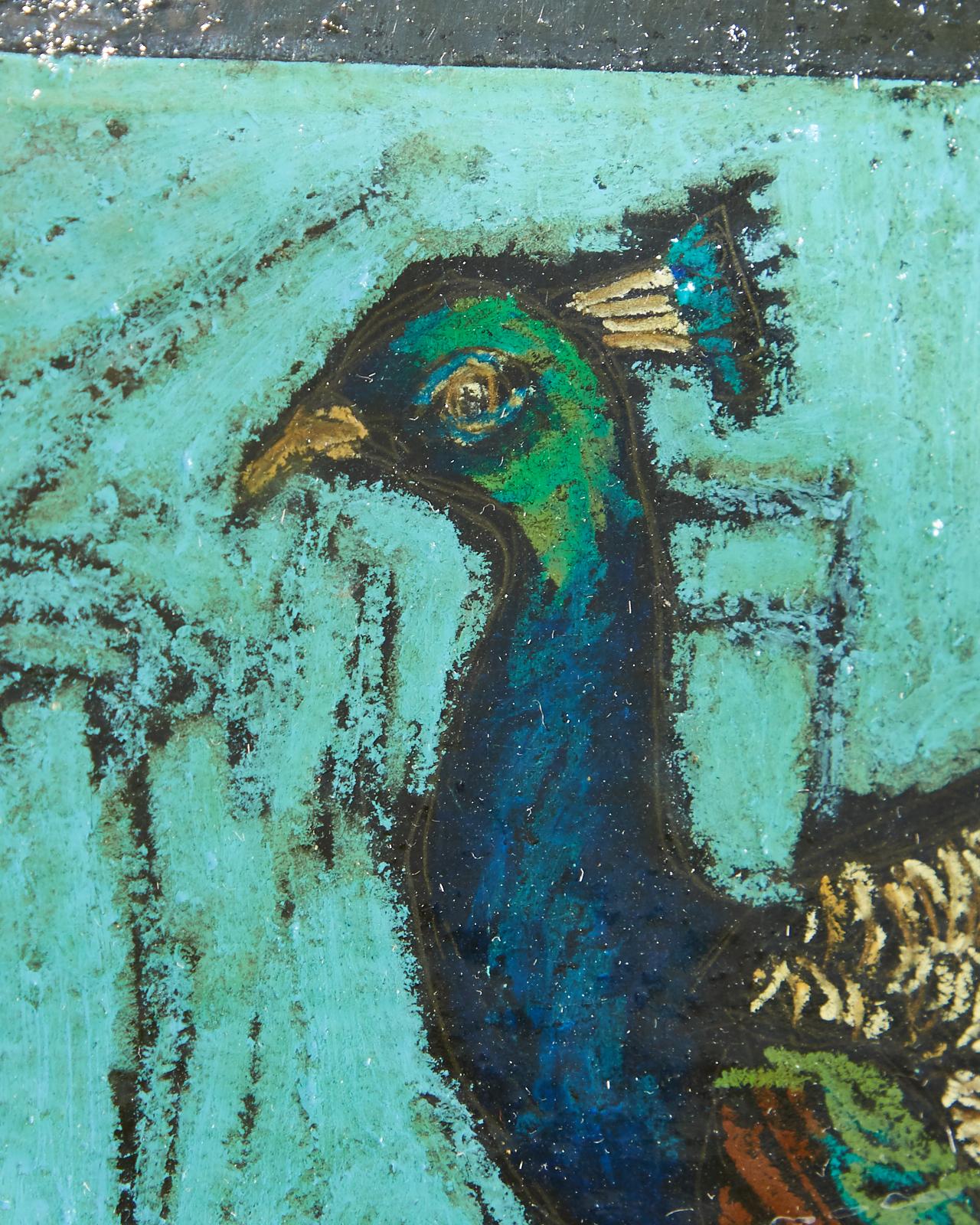 Study of a Peacock Oil on Board 9