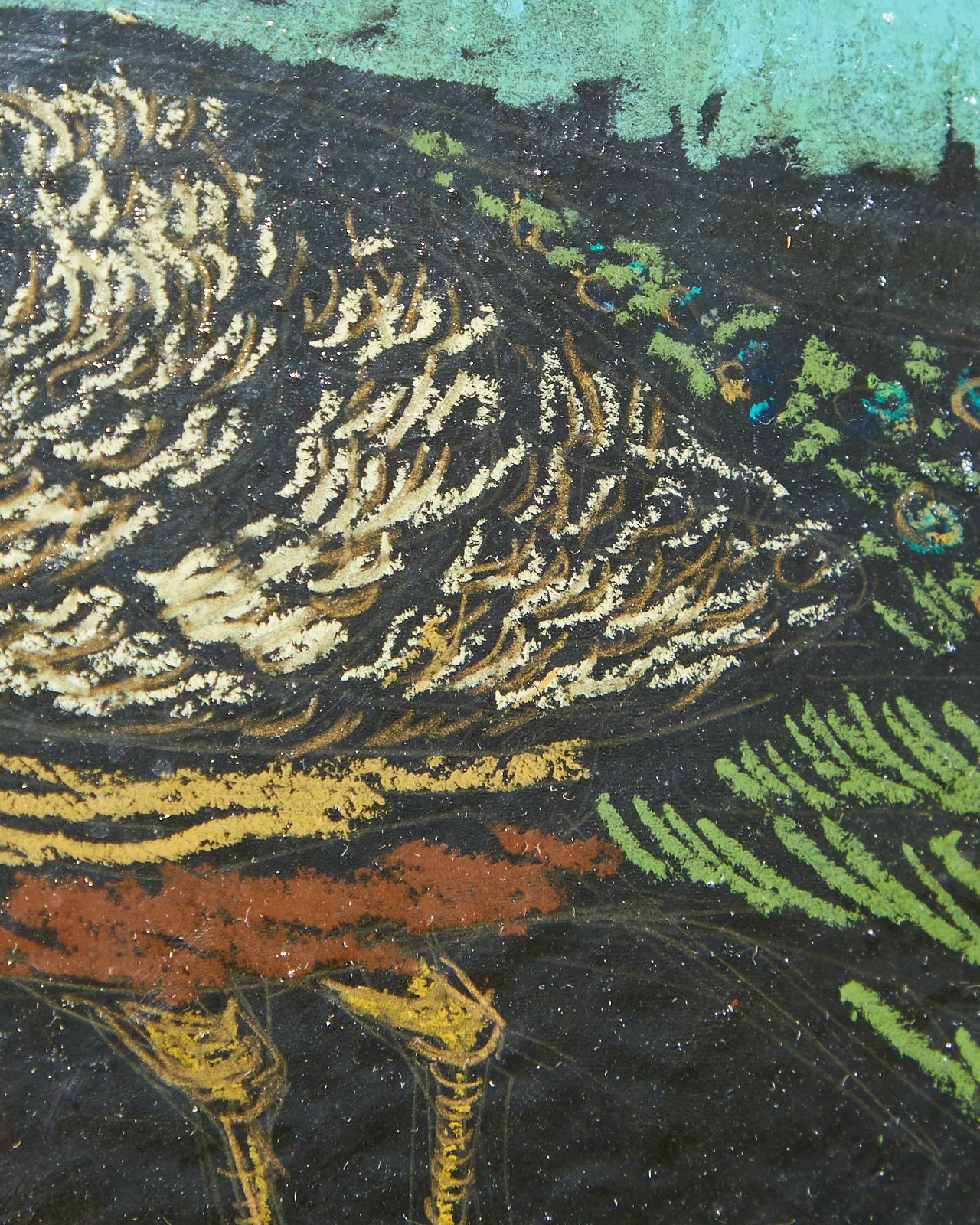 Study of a Peacock Oil on Board 10