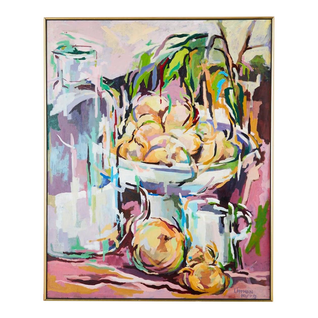 Lee Lippman Abstract Painting - Still Life with Onions Oil Painting