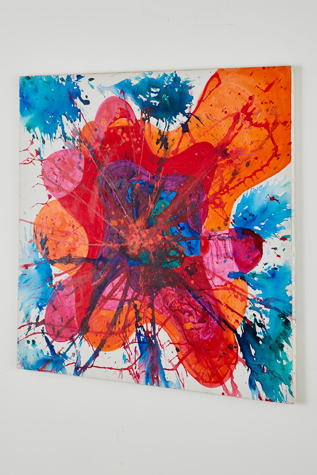 Drammatico dipinto astratto a olio su tela di Gladys Regier-Vaughan (americana 1923-1987). Vaughan era un regista teatrale di New York che ha iniziato a dipingere nel 1970. Firmato e datato al verso.
