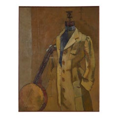 Vintage Banjo Player Still Life Painting