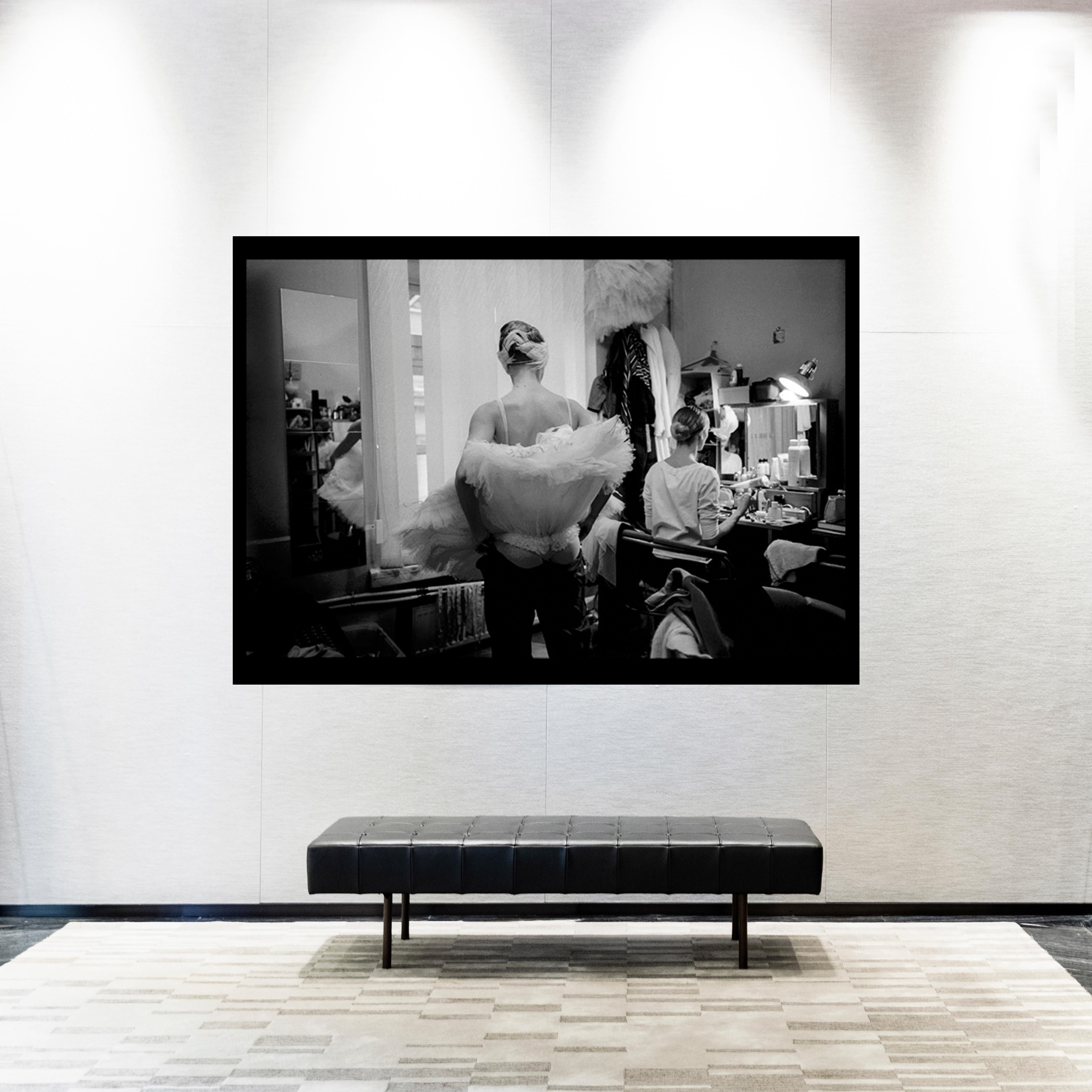 Prelude, The Dressing Room    47 in x 70 in (Black and White) - Photograph by Andrea Santoloya