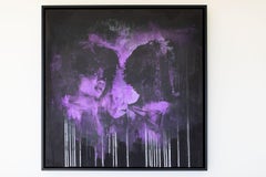 Black and Purple Painting, Mixed Media Art, Modern Art-Raining Purple