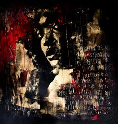 Street Art, Black and Red Painting, Gold Leaf Art-Playing with Trash Polka