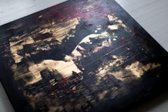 Street Art, Black and Red Painting, Gold Leaf Art-Playing with Trash Polka