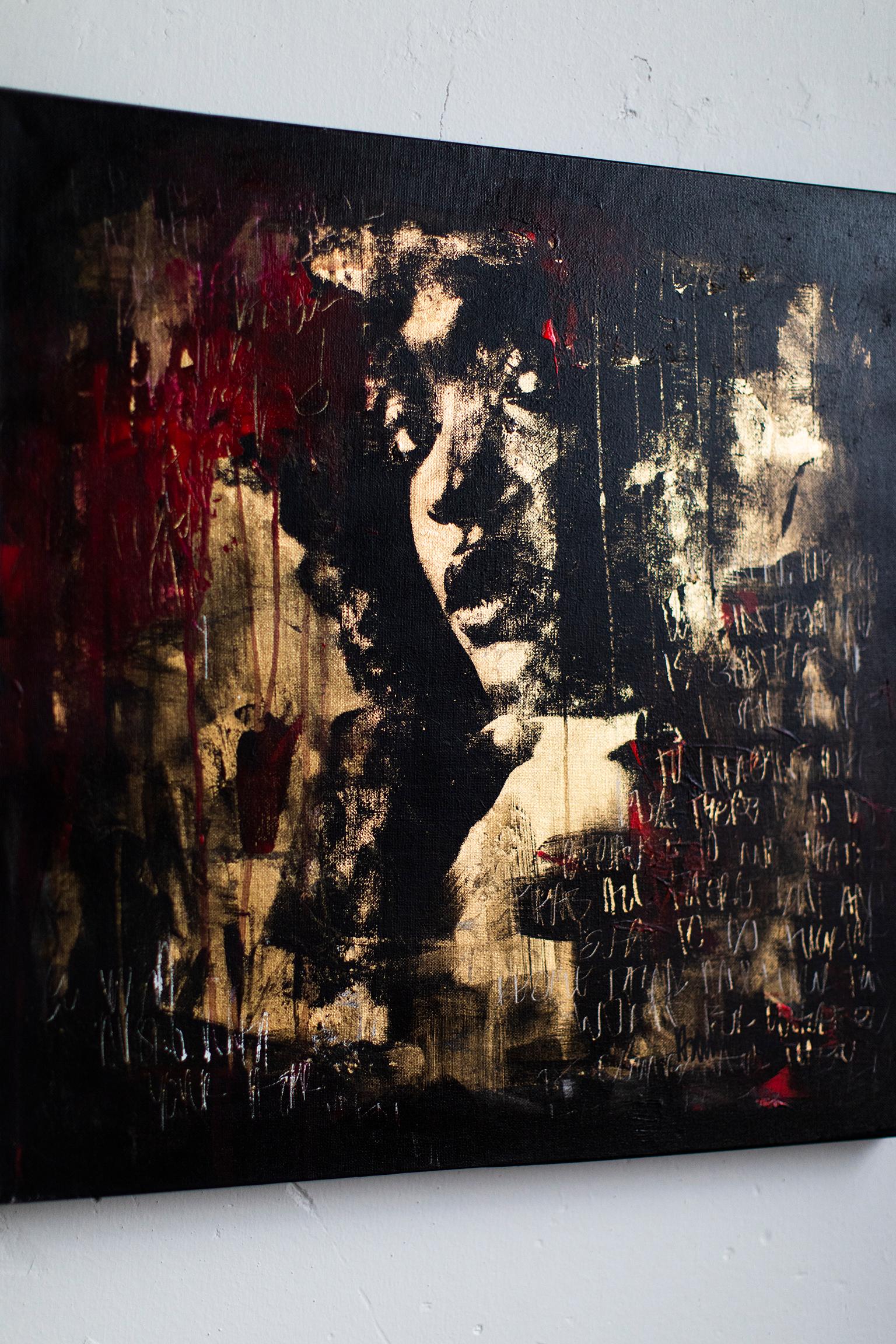 Arte Callejero, Pintura en Negro y Rojo, Arte en Pan de Oro-Jugando con la Basura Polka en venta 8