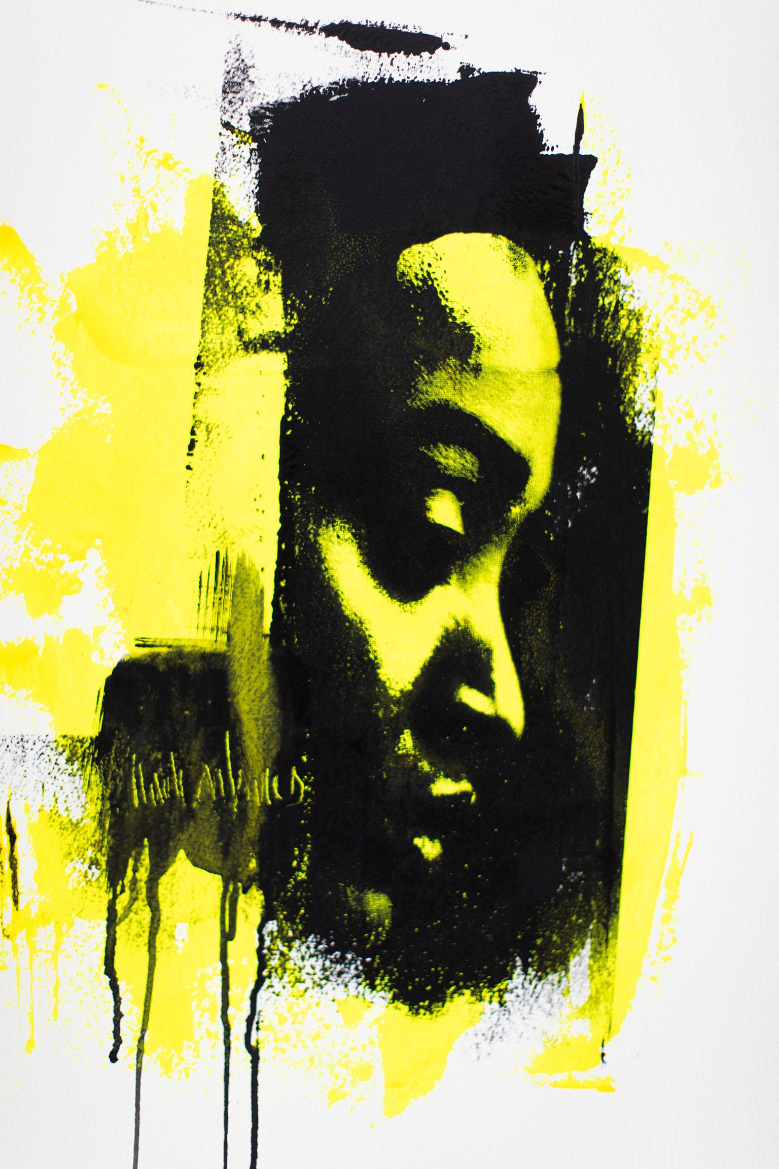 Addison Jones Portrait Painting - Neon Pop Art-Drip in Yellow