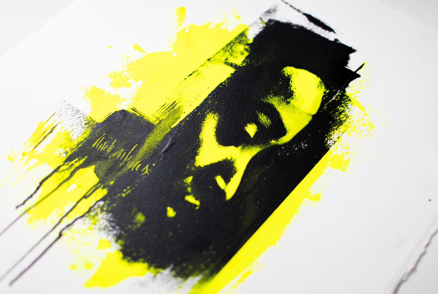 Neon Pop Art-Drip in Yellow - Painting by Addison Jones