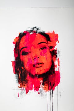 Art Pop Portrait Art Andy Warhol Style : Are You Still There? en rouge (Hannah-A1-2)