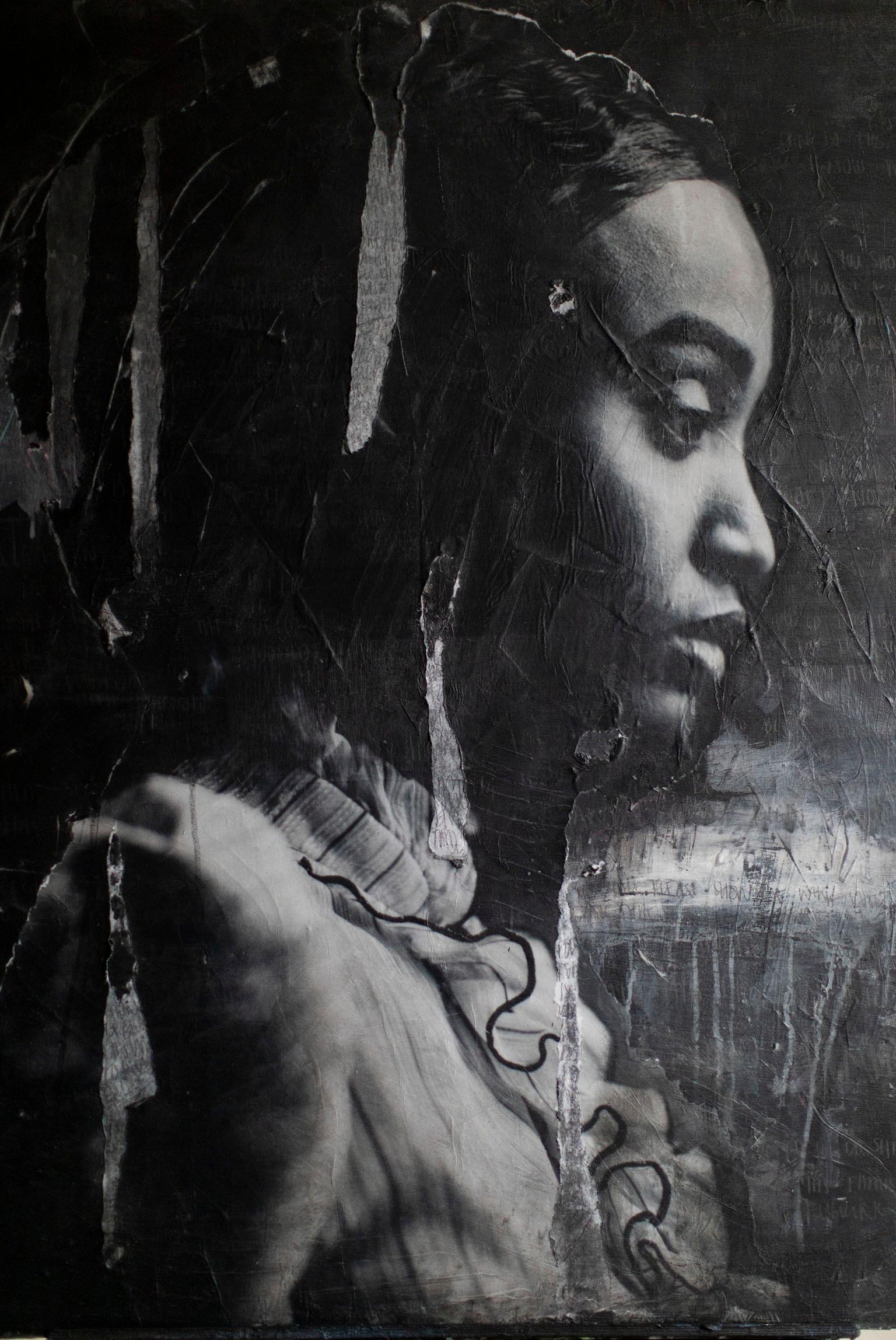 Peintures de portrait, Art mixte noir, Street Art-Era, You There ? en vente 5
