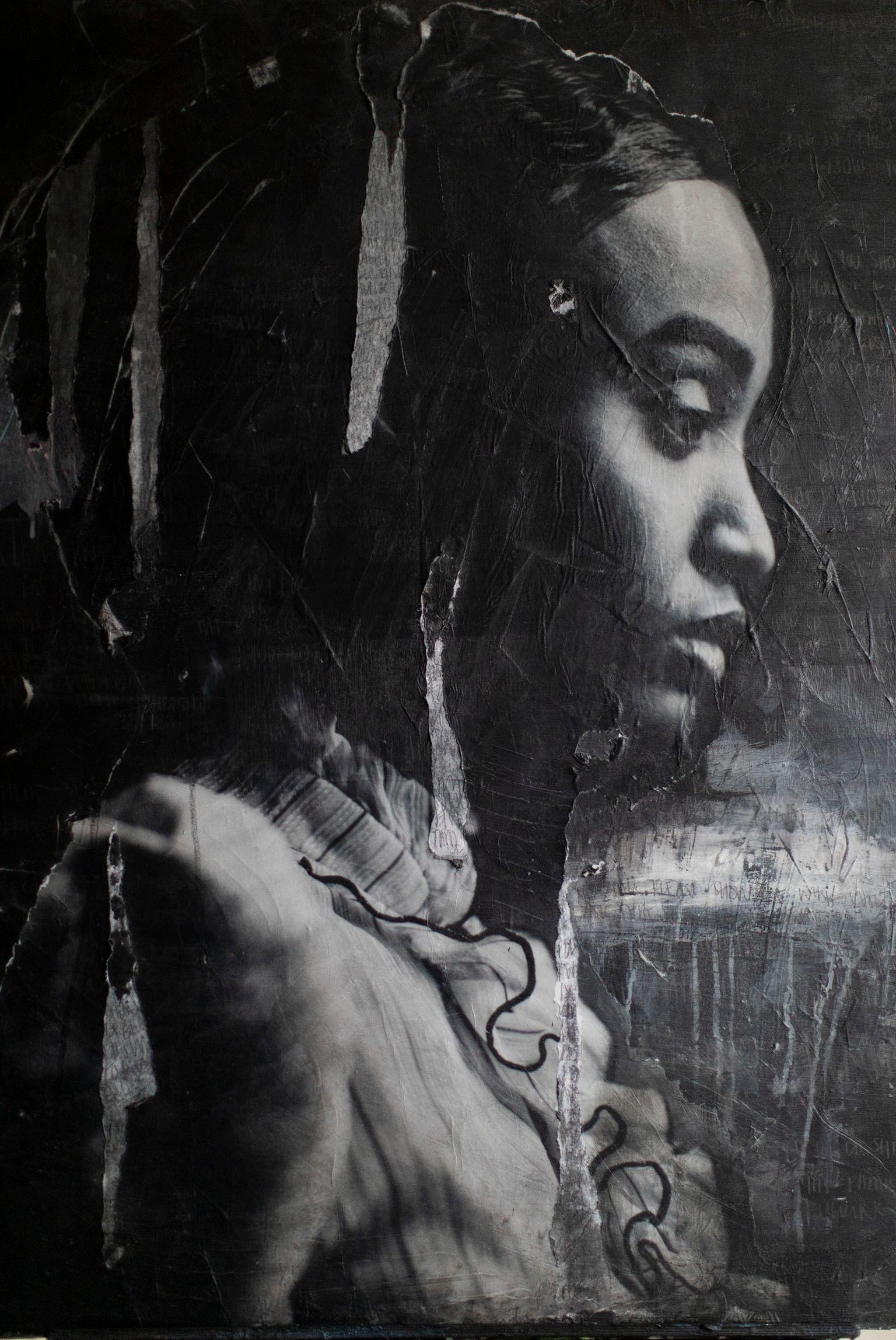 Ritratti, Arte mista nera, Street Art-Era, Ci sei? in vendita 6
