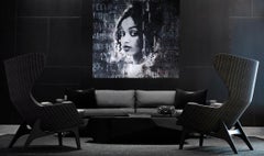 Modern Art, Portrait Painting, Mixed Media Portrait Art-Lost Between The Lines