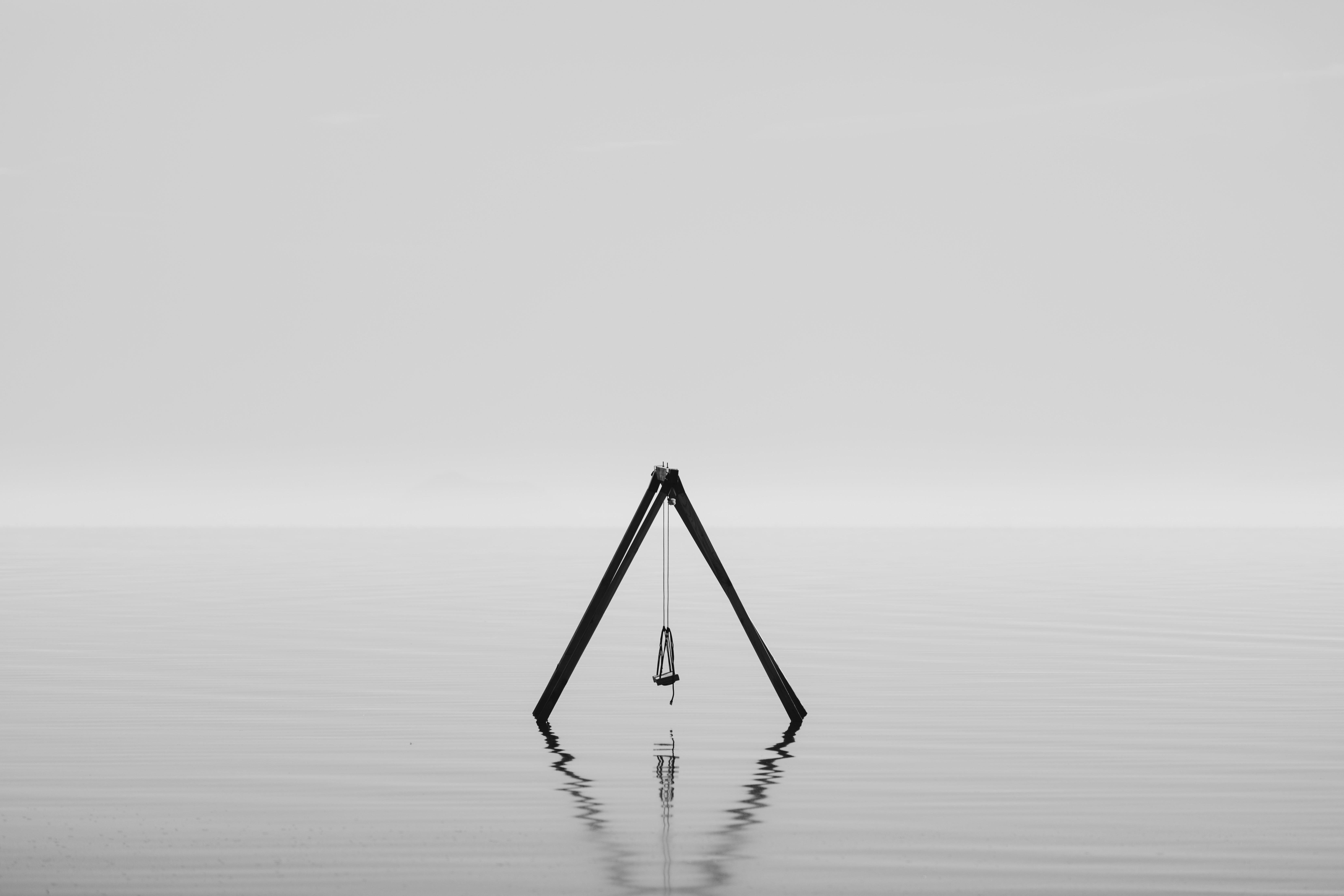 Addison Jones Black and White Photograph - The Salton Sea, Blue Sea Photography, Landscape Print-Lost Sea Swing 022