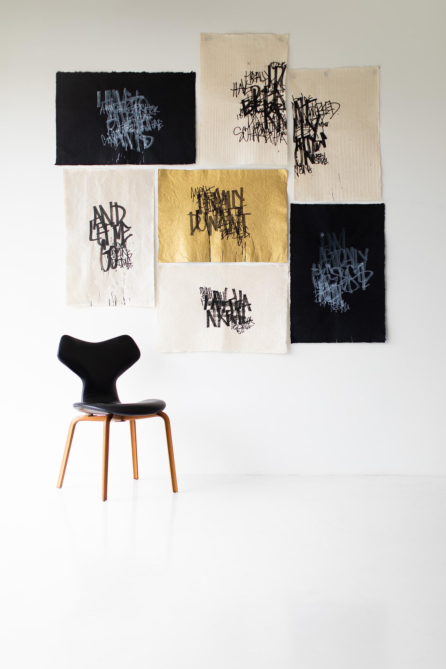 Pintura Abstracta, Letras de Graffiti, Arte Callejero, Arte Contemporáneo Negro-Sprouted - Mixed Media Art Abstracto de Addison Jones