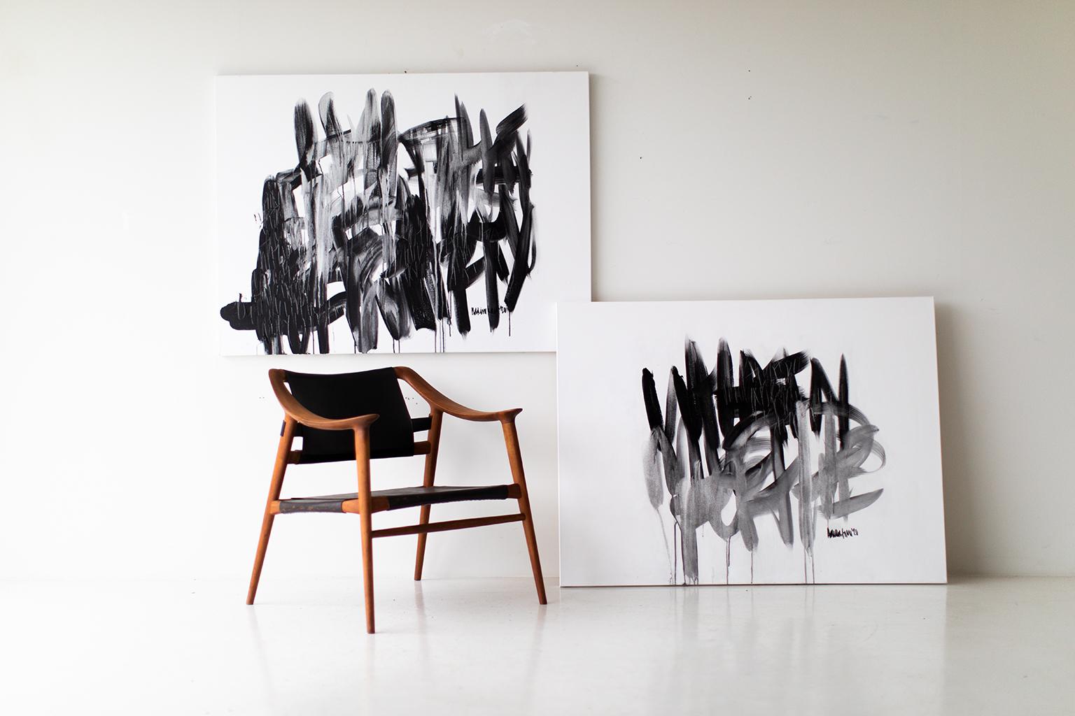 Art graffiti, art contemporain noir et blanc, peinture abstraite en vente 6