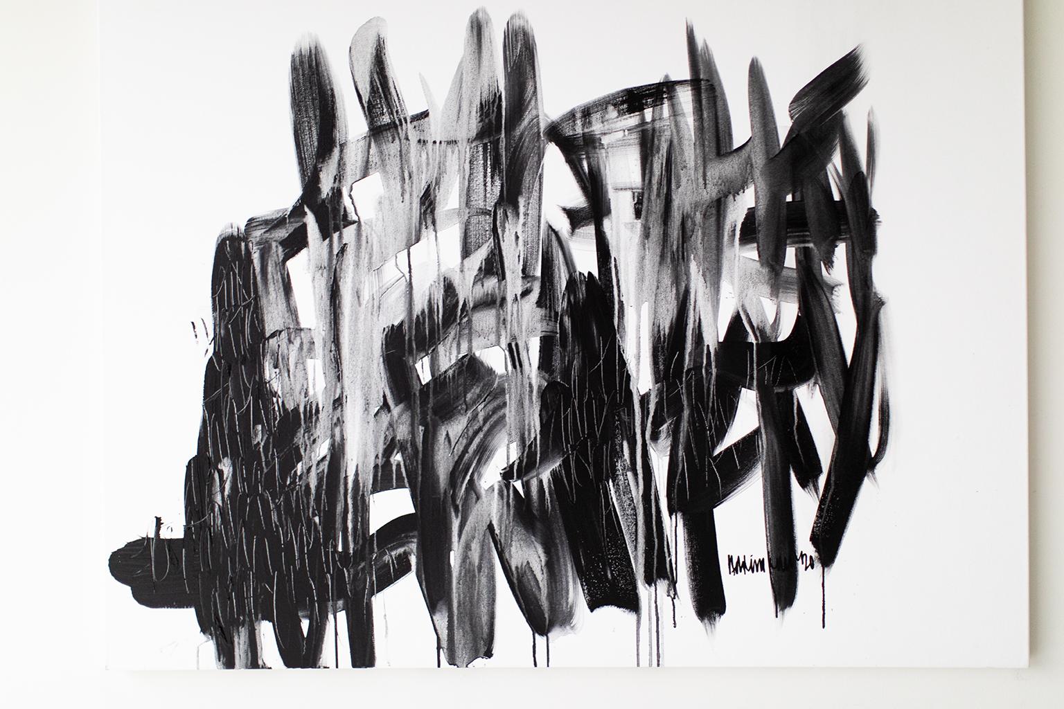 Art graffiti, art contemporain noir et blanc, peinture abstraite - Painting de Addison Jones
