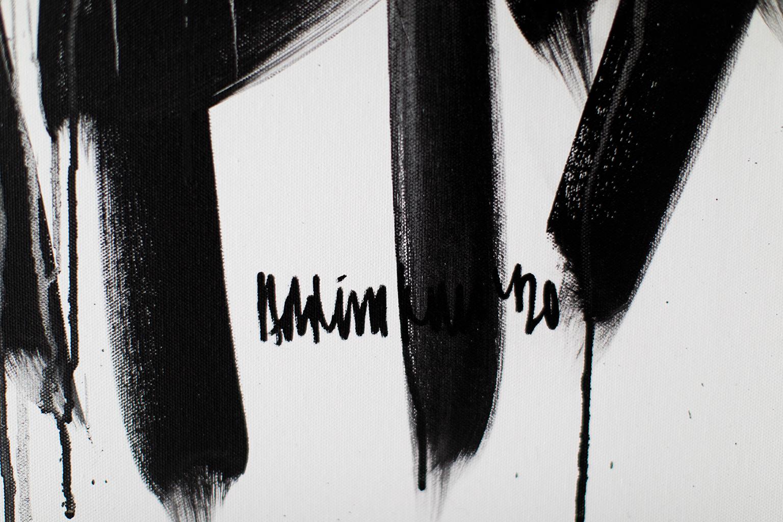 Art graffiti, art contemporain noir et blanc, peinture abstraite en vente 4
