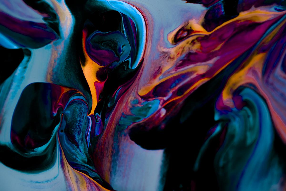 Arte astratta, Stampe astratte colorate, Fotografia astratta blu-Mingle XI - Print di Addison Jones