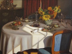 Tea, Sherry and Sunflowers, oil on canvas by Evan Wilson