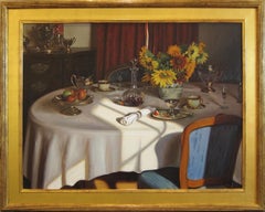 Tea, Sherry and Sunflowers, oil on canvas by Evan Wilson