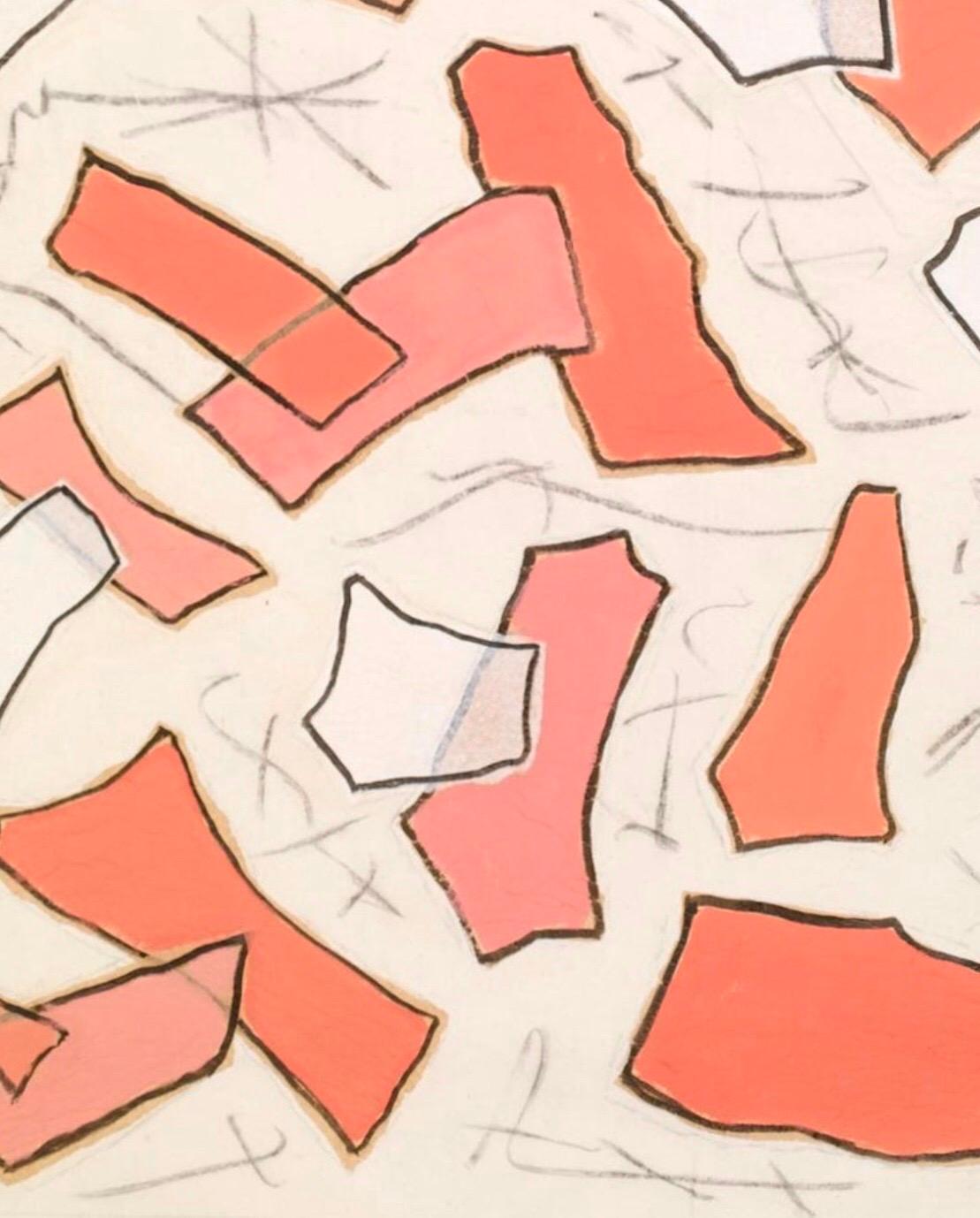 Nathalie Fontenoy Französische Künstlerin, Papier Collage, Fragment #4, Rose Pink im Angebot 2