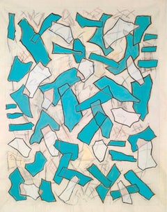 Nathalie Fontenoy, Französische Künstlerin, Papiercollage, Fragment #5 Turquis
