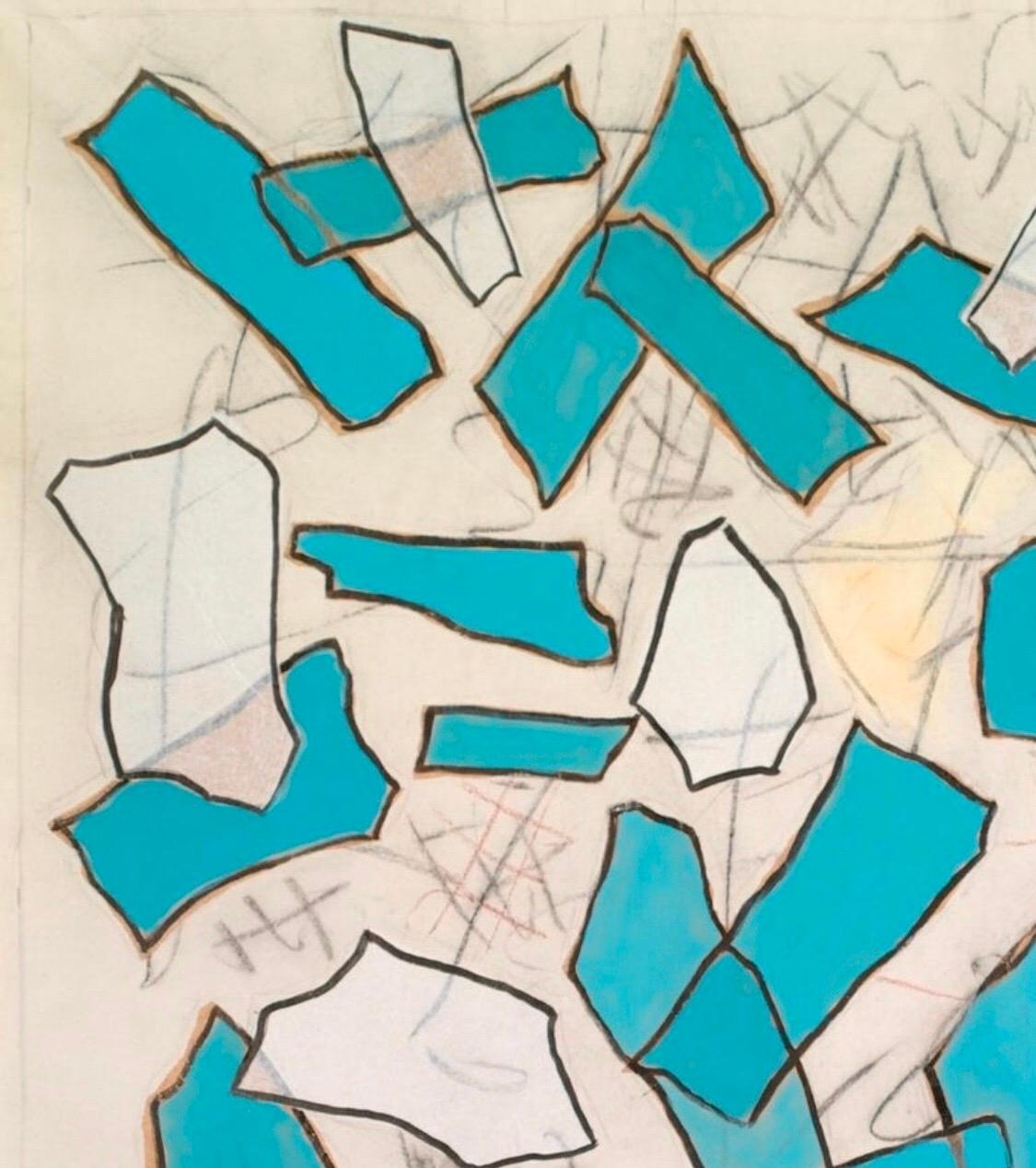 Nathalie Fontenoy Artista francese, Collage di carta, Frammento #5 Turquis in vendita 1