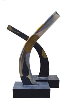 Contemporary Wood and Zinc Sculpture Indoor by Marielle Guégan French Artist