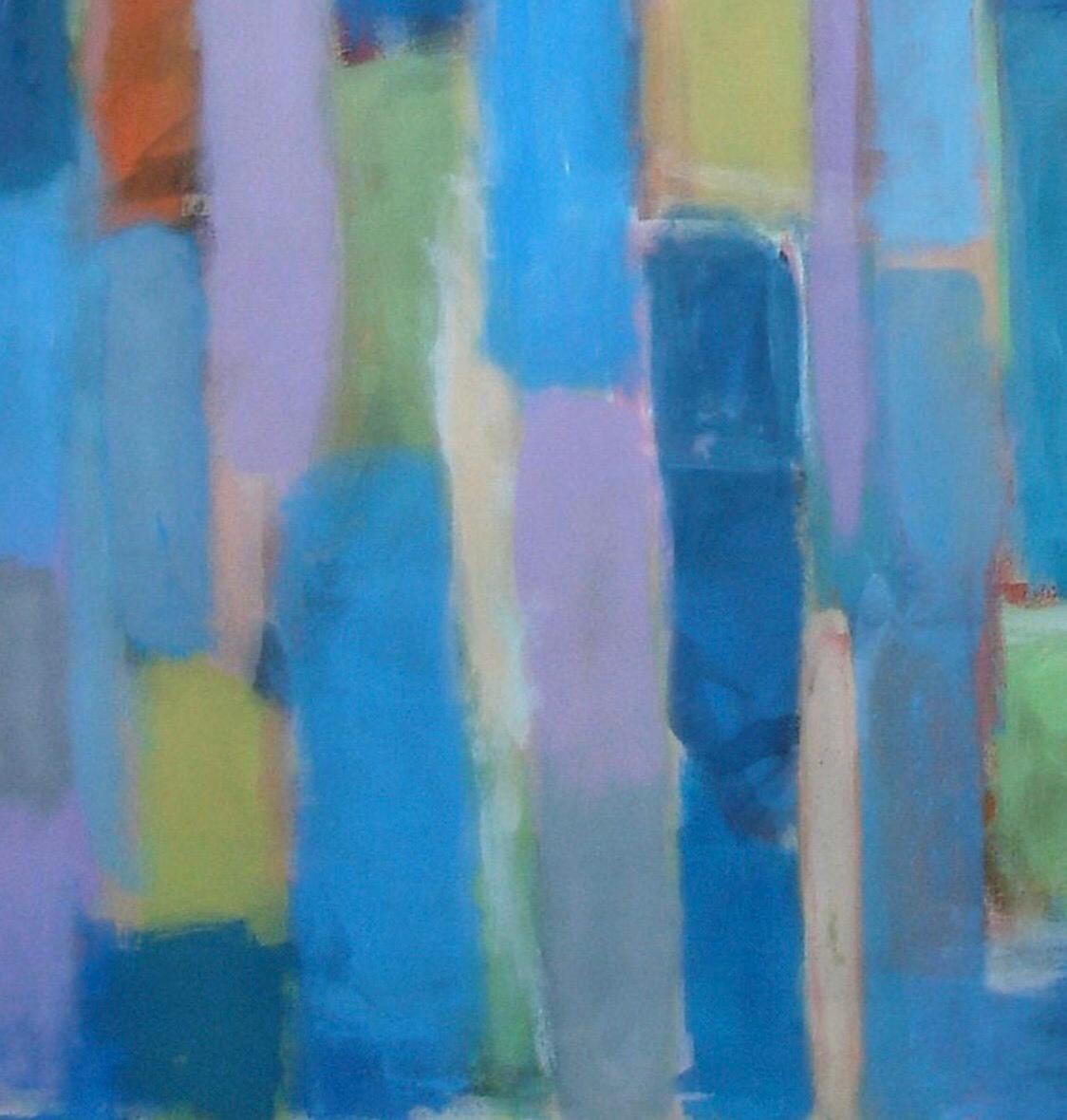 Artiste française Nathalie Fontenoy, série « Bordure bordée » avec Rothko & Delaunay  - Bleu Abstract Painting par Nathalie Fontenoy 