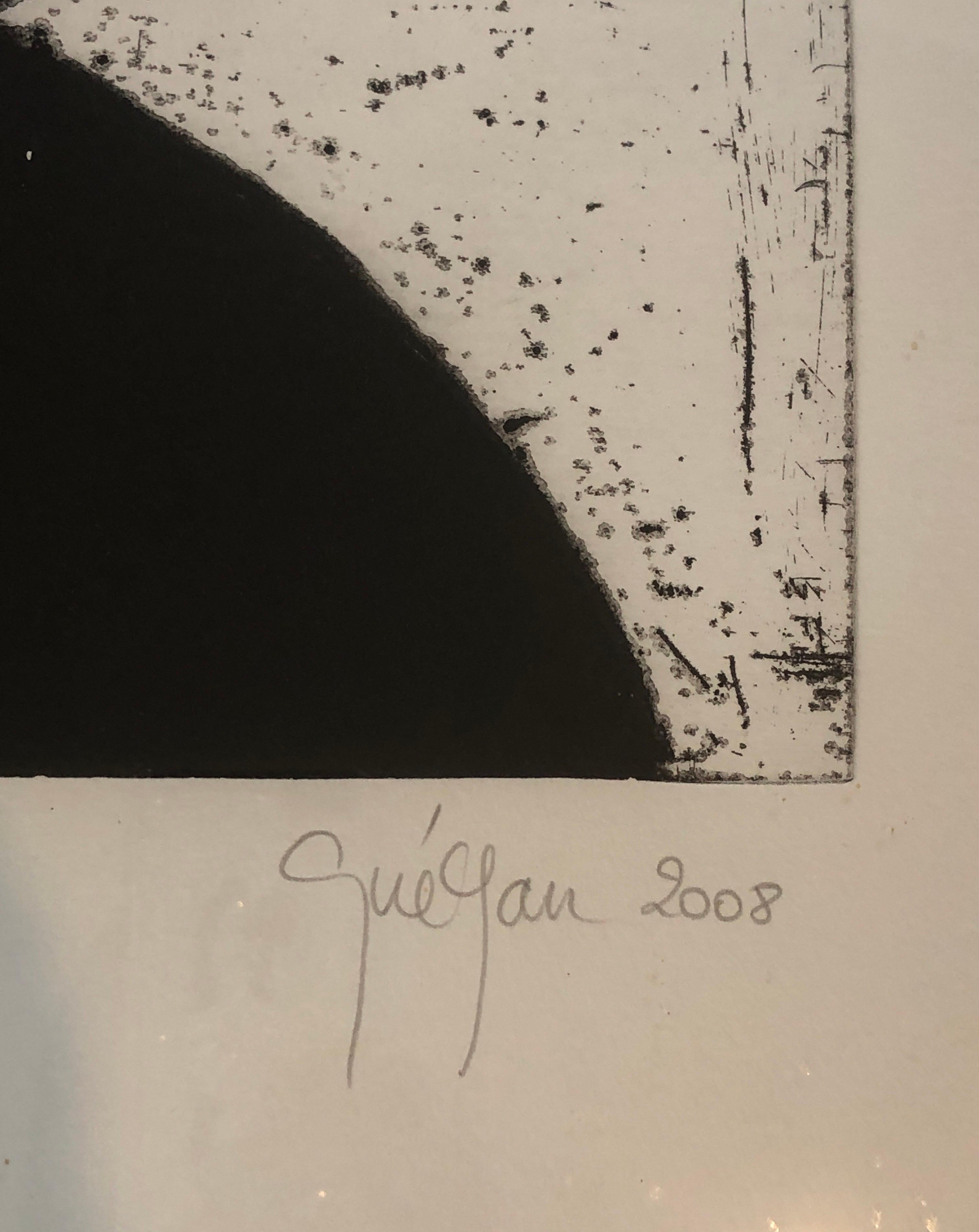 French Artist Gravure/Engraving, etching and Carborundum - Gray Print by Guégan Marielle