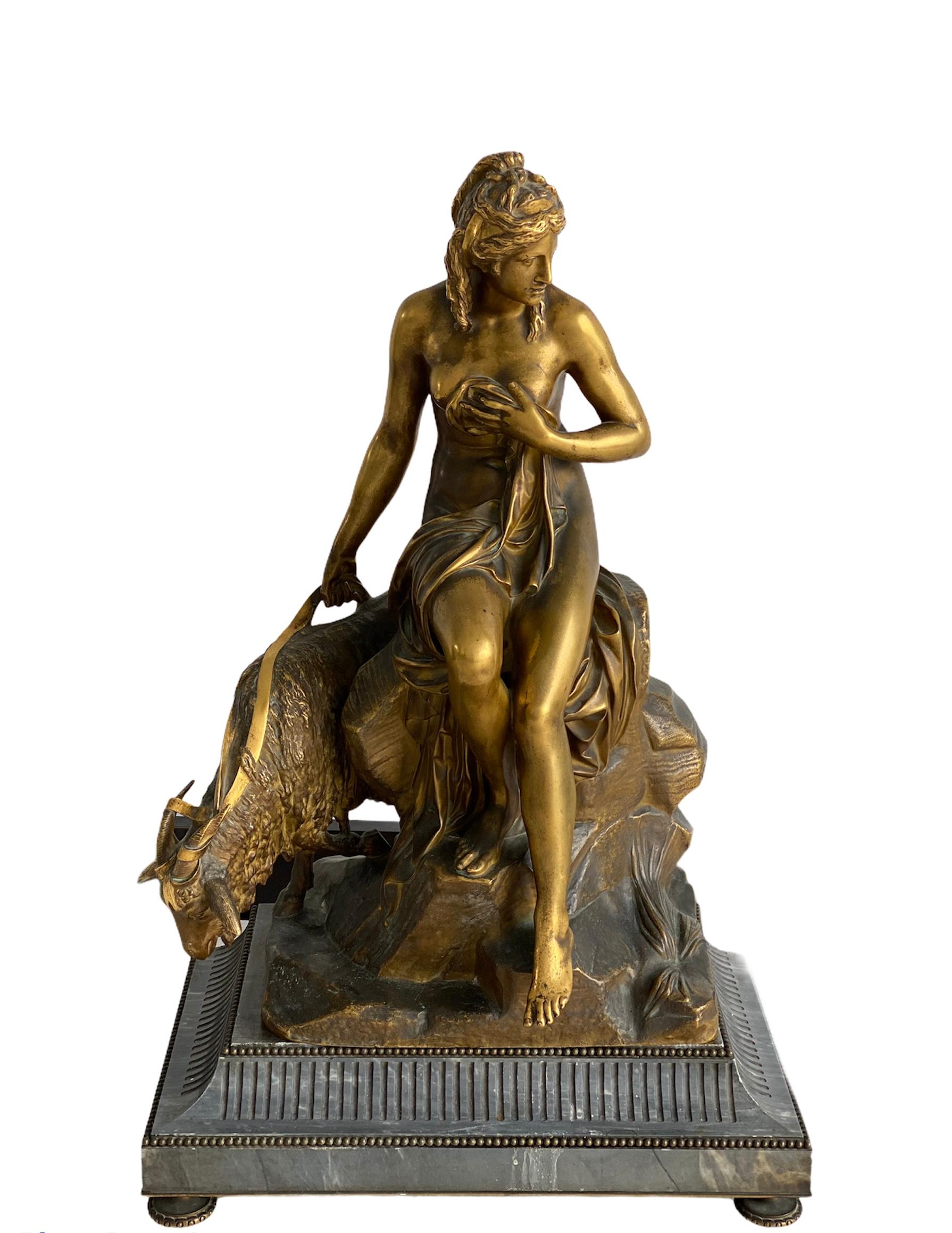 Figurative Sculpture Pierre Julien - Le Louvre, bronze d'après P. Julien exécuté à partir d'un marbre commandé par Marie-Antoinette