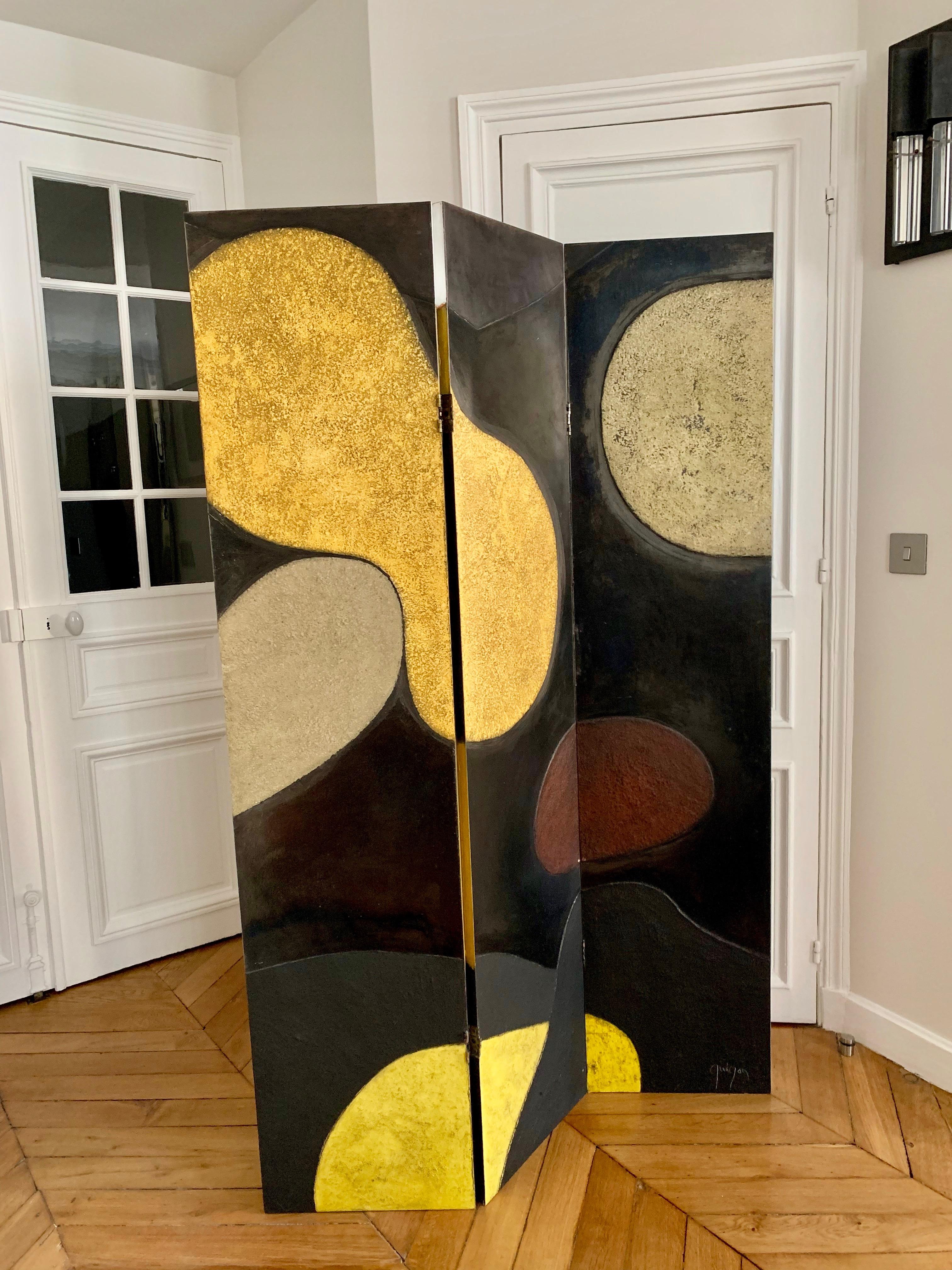 Dressing Screen (Paravent) by French Artist Marielle Guégan, Room Divider For Sale 2