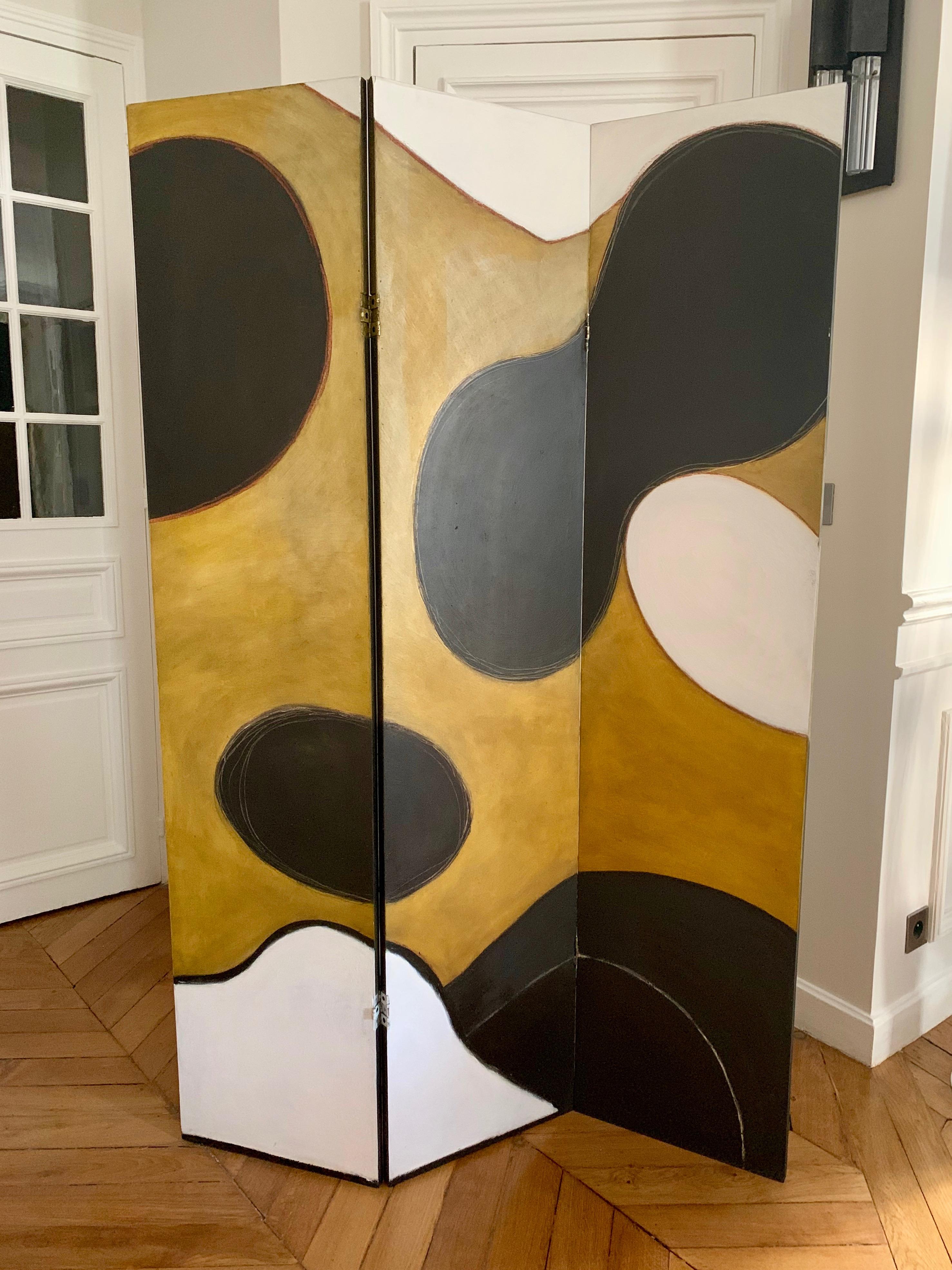 Dressing Screen (Paravent) by French Artist Marielle Guégan, Room Divider For Sale 3