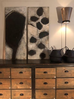 Ines Hildur German Artist Painter " Diptichon" Mixed Media on Canvas