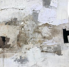 Peintre allemande série blanche, technique mixte sur toile Ines Hildur