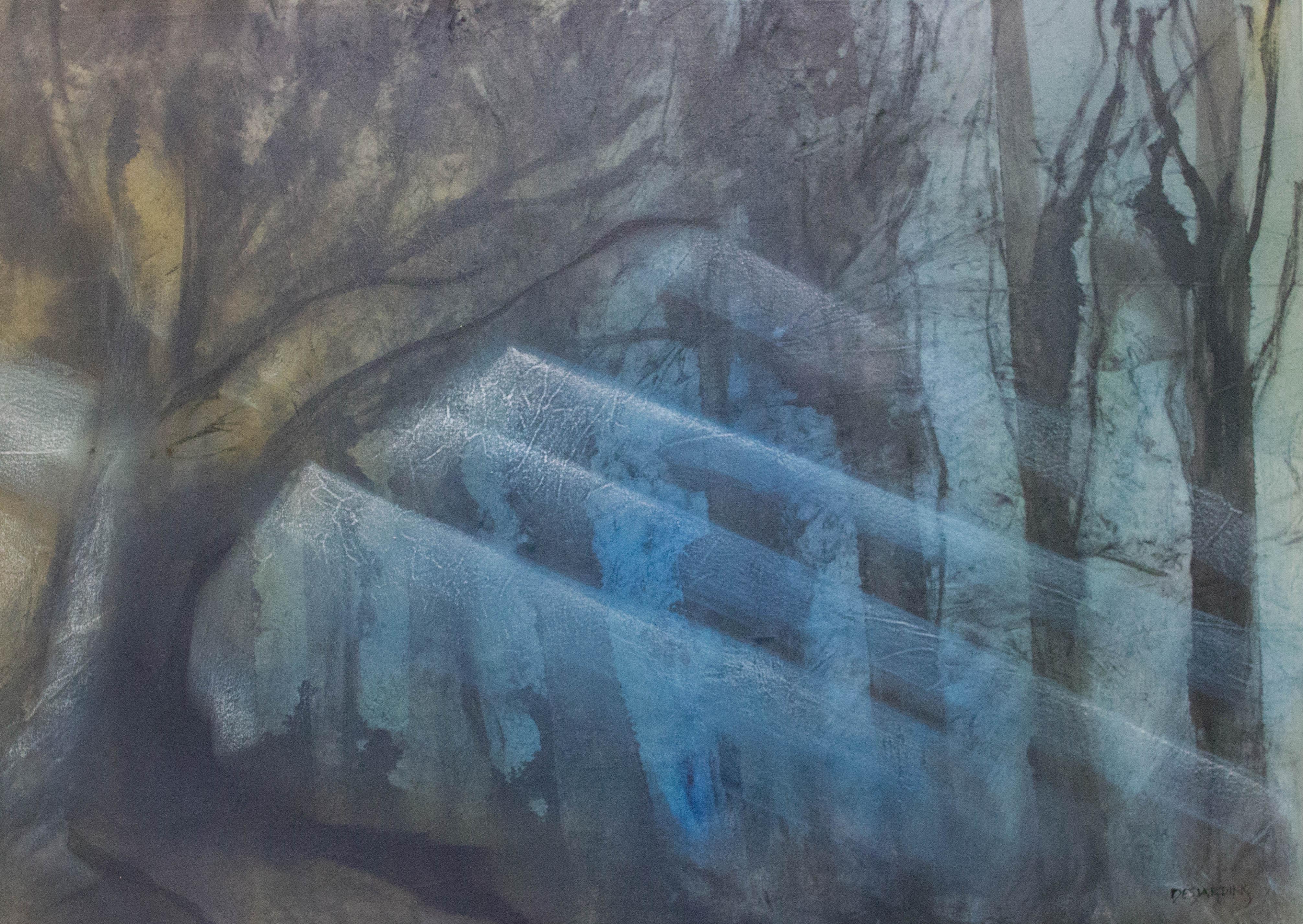 Andre Desjardins Landscape Painting - Le Temple-Painting, Charcoal, Acrylic, Oil, light, Landscape