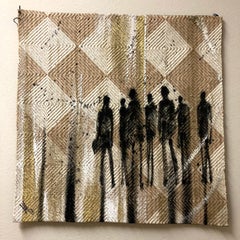 Textile Series IV - Oil Painting, Hand Woven Textile, Contemporary, Figurative 
