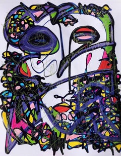 Pivotal - Mixed Media Painting on Paper, Bright, Vibrant Contemporary