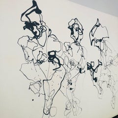 Three Amigos, Black and White Oil Drippings by artist Yves Clement