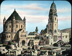 Antique Carl Simon Hand-Colored Magic Lantern Slides World Tour Box