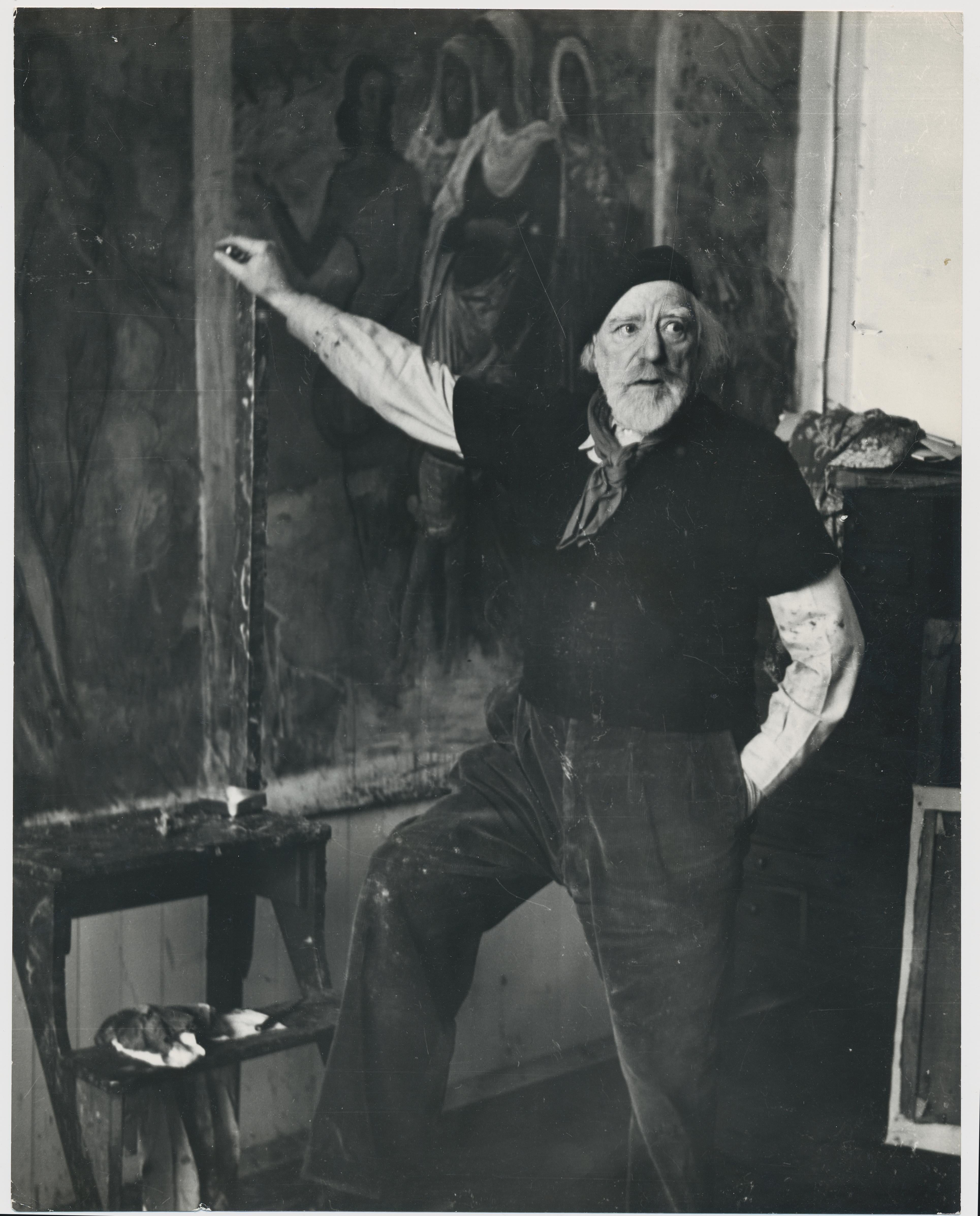 Allan Gordon Chappelow Black and White Photograph – Porträt des Malers Augustus John, von Allan Chappelow, England 1953.