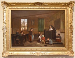 "The Schoolroom" oil painting by Theophile Emmanuel Duverger