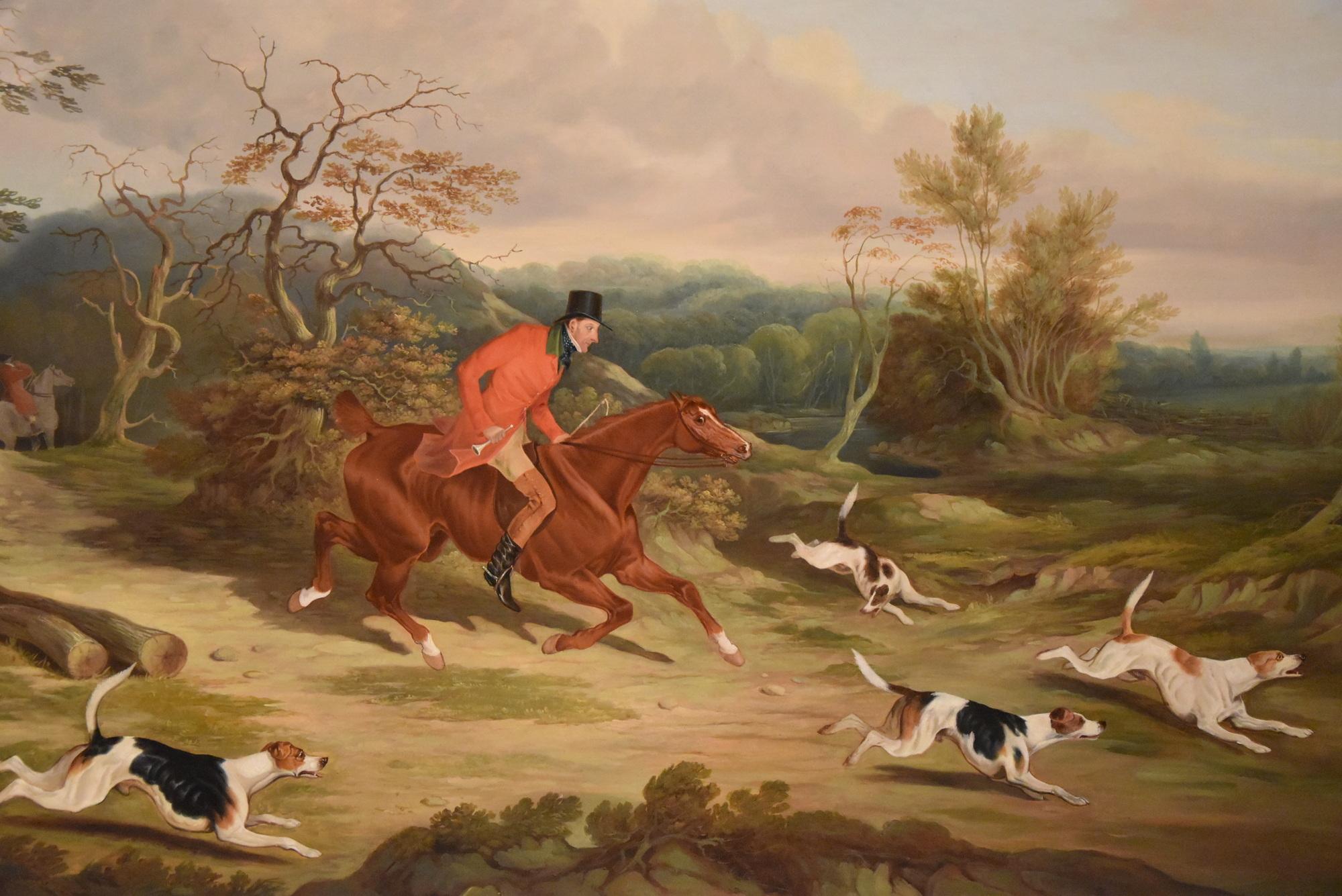 "The Badsworth Hunt" attributed to David Dalby of York. David Dalby of York 1794 -1836 was a painter of Horses, hunts and coaching scenes. This is another version of the late 1820's Dalby of the same size. Provenance, from the family hall in Otley.