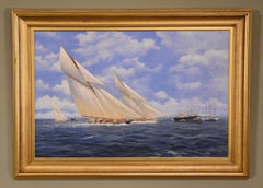 Seascape Oil Painting by John J Holmes “Britannia Racing Lulworth”