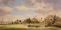 Oil painting by Michael D. Barnfather “Floodwater Anderson House Blandford”