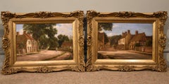 Oil painting Pair by Alfred Kedington Morgan “Village High Street”