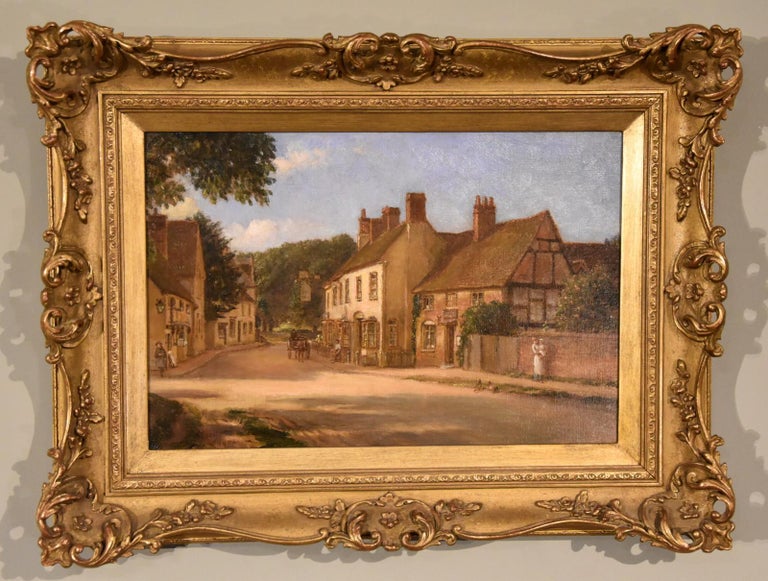 Alfred Kedington Oil painting Pair by Alfred Kedington “Village High Street” For