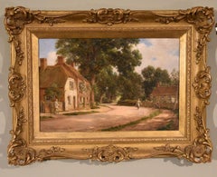Oil painting Pair by Alfred Kedington Morgan “Village High Street”