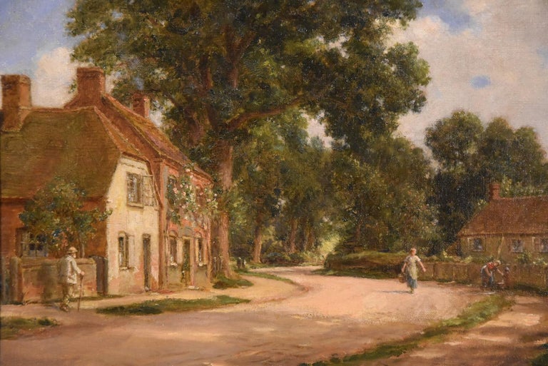 Alfred Kedington Oil painting Pair by Alfred Kedington “Village High Street” For
