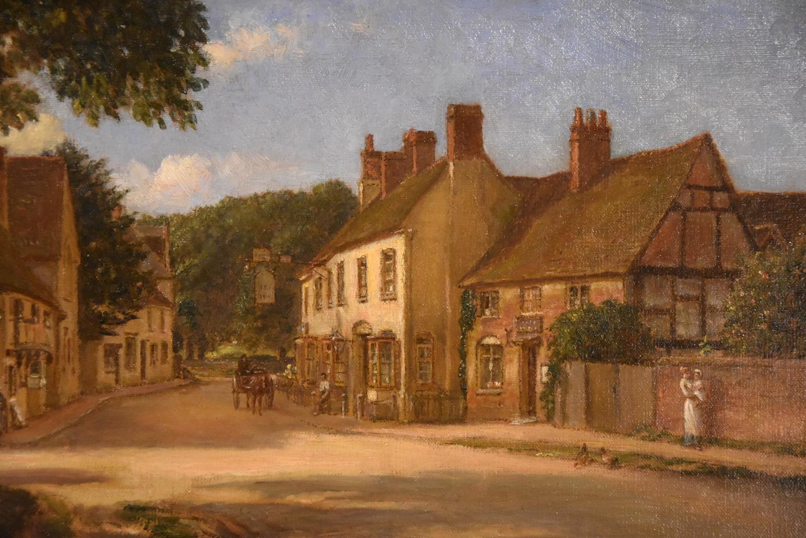 Oil painting Pair by Alfred Kedington Morgan “Village High Street” For Sale 2